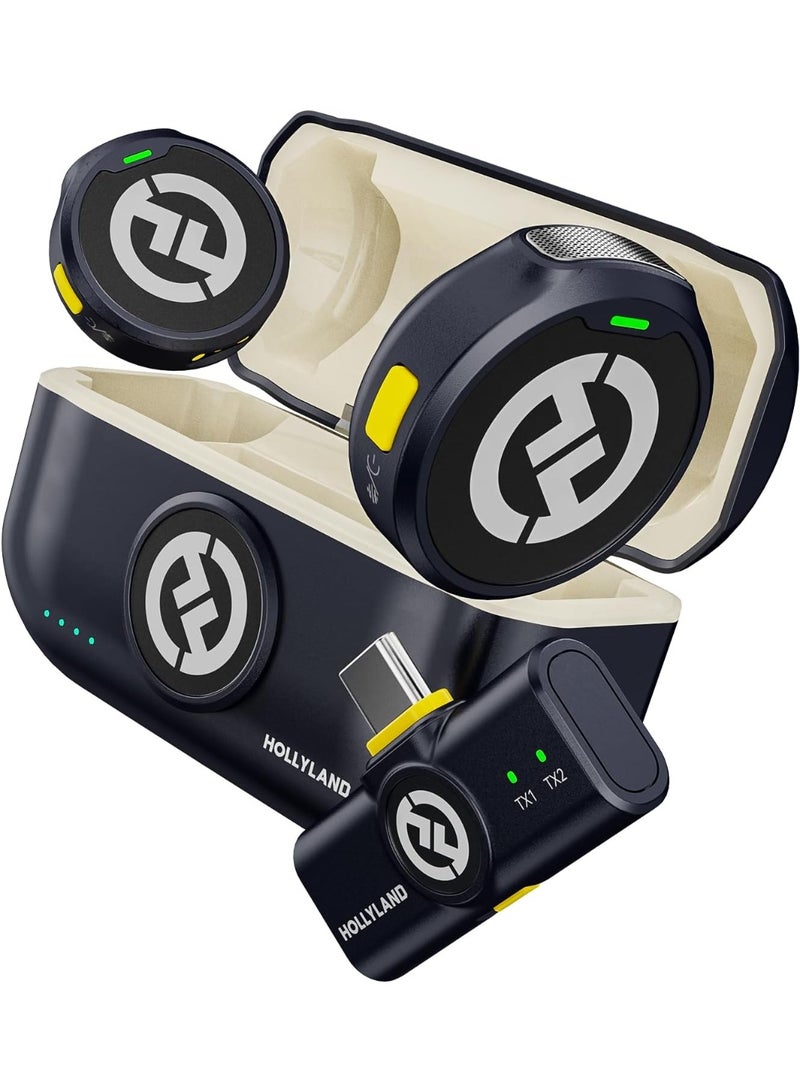 Hollyland LARK M2 Wireless Microphone System for Android Smartphone and iPhone 16 15 Series Mini Lavalier Mic with Noise Cancellation Hi Fi Audio 1000ft Range 30 Hours Battery for Vlog Livestream Interview - Image 1